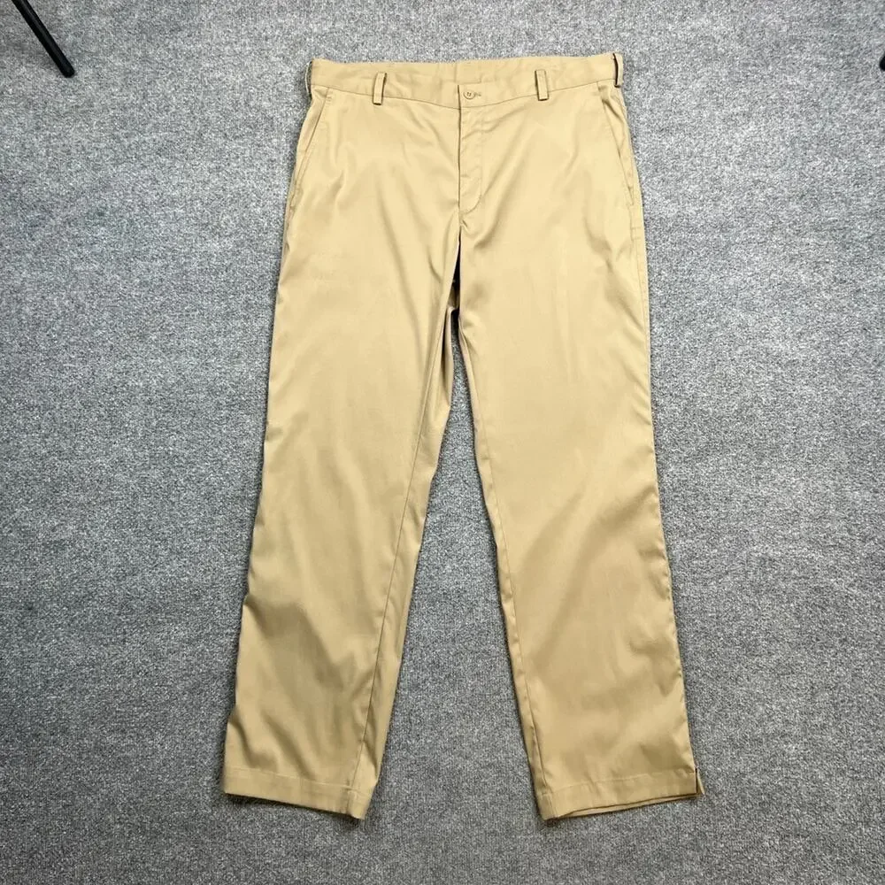 Nike Pants Mens 36 Beige Golf DriFit Tech Flat Front Performance Chino Quick Dry
